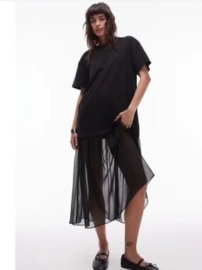Topshop Mixed Media T-Shirt Dress, size 4